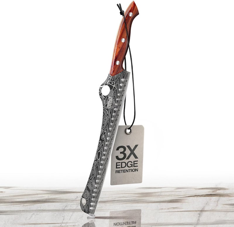 JICKO إصدار ® SteelFang – سكين لحم بقر يابانية 12" بمقبض من خشب الورد | سكين جزار وقطع ممتازة للحوم والشواء وشرائح اللحم البقري – شفرة من الفولاذ المقاوم للصدأ عالي الكربون حادة للغاية - Image 1